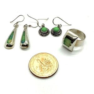 Sterling silver matching set..teardrops with sherbet designers stones